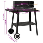 Charcoal BBQ Grill with Wheels Black Steel 315386