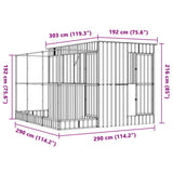 Aviary with Extension Silver 290x303x216 cm Steel 3216427