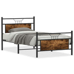 Bed Frame without Mattress Smoked Oak 107x203 cm Engineered Wood 4106757