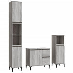 ZNTS 3 Piece Bathroom Cabinet Set Grey Sonoma Engineered Wood 3185549