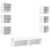 8 Piece TV Wall Units with LED White Engineered Wood 3216633