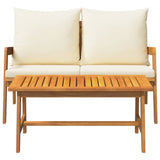 Bistro Set with Cushion 2 pcs Oil Natural Solid Acacia Wood 4106458