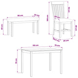 Dining Set 4 pcs Black Solid Oak Wood 3430304