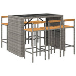 7 Piece Garden Bar Set Grey Poly Rattan& Solid Wood Acacia 3187703