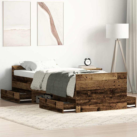 Bed Frame with Headboard Old wood 75 x 190 cm Engineered wood 3329306