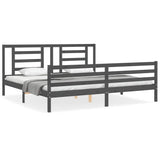 Bed Frame without Mattress Grey 200x200 cm Solid Wood 3194723