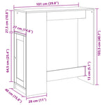 ZNTS Bar Table with Racks White 101x40x103.5 cm Engineered Wood 854364