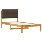Bed Frame with Upholstered Headboard Whitewash and Taupe 904117