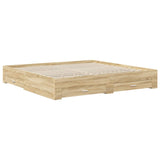 Bed Frame with Drawer Sonoma Oak 200 x 200 cm Engineered Wood 3410856