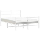 Metal Bed Frame without Mattress with Footboard White 140x200cm 355433
