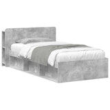 Bed Frame with Storage with Headboard Concrete Grey 90 x 200 cm 3433345