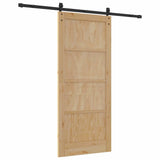 Sliding Door Natural and Black 86 x 198.5 cm Solid Pine Wood 3333202