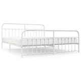 Bed Frame White Steel 200x200 cm Bed Frame Rectangular 352652