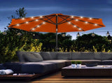 2.7m Outdoor Patio Garden Umbrella Parasol with Tilt Crank and 24 LEDs Lights, Orange T3398P318740