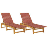 Sun Loungers 2 pcs Red Solid Wood Acacia and Fabric 3214211