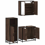 ZNTS 3 Piece Bathroom Furniture Set Brown Oak Engineered Wood 3300949