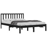 Bed Frame without Mattress Black Solid Wood Pine 3105055