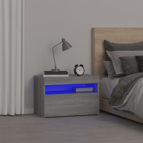 Bedside Cabinet with LED Lights Grey Sonoma 60x35x40 cm 3152828