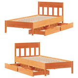 Bed Frame without Mattress Wax Brown 100x200 cm Solid Wood Pine 3301874