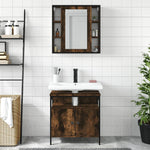 ZNTS 2 Piece Bathroom Furniture Set Smoked Oak Engineered Wood 3214717