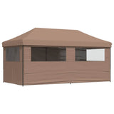 Foldable Party Tent Pop-Up with 4 Sidewalls Brown 4004956