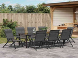 Garden Dining Set 9 pcs Grey Powder-Coated Steel 3379281