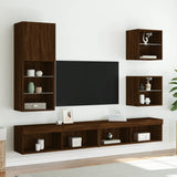 Bedside Cabinets with LED Lights Wall-mounted 2 pcs Brown Oak 837077