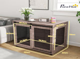 Dog Crate Furniture with Sliding Door for Large Dogs, Walnut Brown T3398P425264
