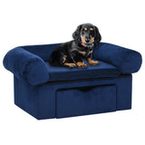 Dog Sofa with Drawer Blue 75x50x38 cm Plush 171080