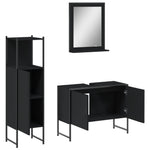 ZNTS 3 Piece Bathroom Cabinet Set Black Engineered Wood 3214349