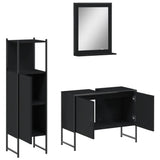 3 Piece Bathroom Cabinet Set Black Engineered Wood 3214349
