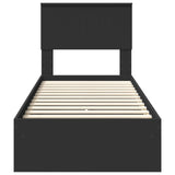 Storage Bed with Headboard Black 75 x 190 cm Engineered Wood 3410848