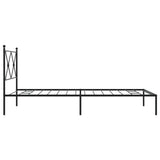 Metal Bed Frame without Mattress with Headboard Black 107x203cm 376498
