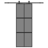 Sliding Door with Hardware Set Black 76x205 cm Tempered Glass 3375826