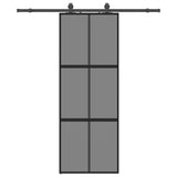 Sliding Door with Hardware Set Black 76x205 cm Tempered Glass 3375916
