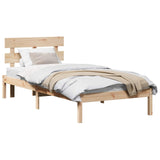 Bed Frame with Headboard Brown 75 x 190 cm Solid Pine wood 872146