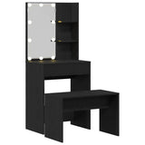 LED Dressing Table Set 2 pcs Black Oak Engineered Wood 3333069