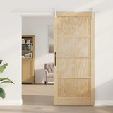 Sliding Door Brown 93 x 211 cm Solid Pine Wood 3333264
