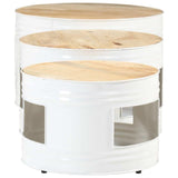 Bar Tables Drum Shape 3 pcs Solid Rough Wood Mango 358934