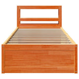 Bed Frame with Headboard Wax Brown 90x190 cm Single Solid Wood Pine 3306365