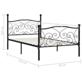 Bed Frame without Mattress with Slatted Base Black Metal 90x200 cm 284454