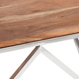 Coffee Table Silver Stainless Steel and Solid Acacia Wood 349983