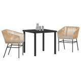 Garden Dining Set with Cushion 3 pcs Brown Powder-Coated Steel 3380925