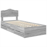 Bed Frame with Drawer Grey Sonoma 75 x 190 cm Engineer Wood 3413059