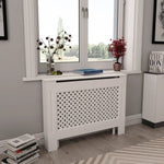 ZNTS Radiator Cover White 112x19x81.5 cm MDF 284323