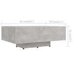 ZNTS Coffee Table Concrete Grey 85x55x31 cm Engineered Wood 803384