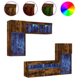 5 Piece TV Wall Units with LED Smoked Oak Engineered Wood 3216729