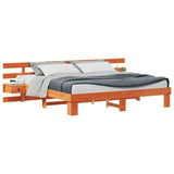 Bed Frame with Headboard Brown 200 x 200 cm Solid Pine Wood 3385678