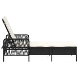 Sun Lounger Black and Cream White 55 x 200 x 92 cm Poly Rattan 365425