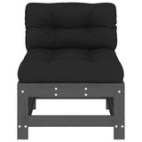 Middle Sofas with Cushions 2 pcs Grey Solid Wood Pine 825690
